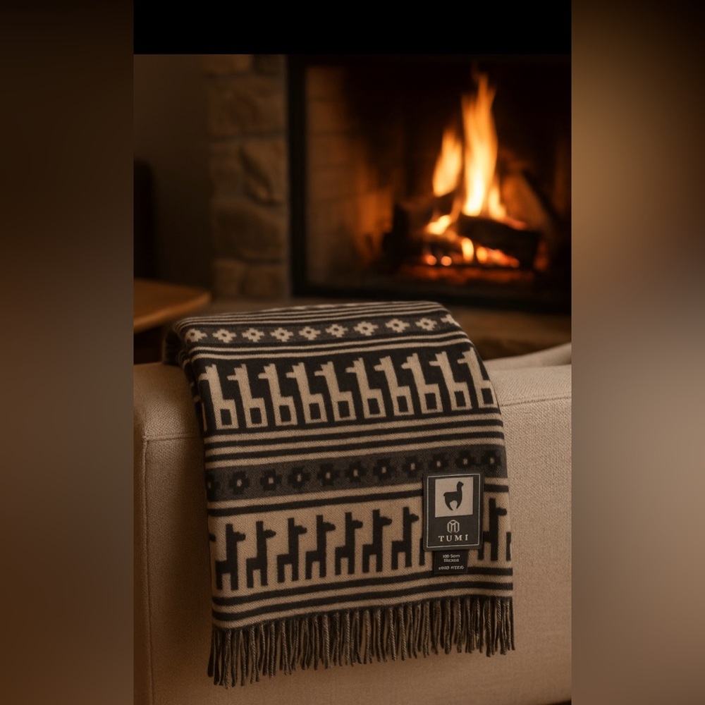TUMI Alpaca Wool Throw Blanket – Peru Luxury Soft & Warm NEW